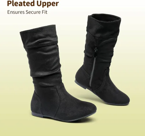 Vista 4 de DREAM PAIRS - Botas de invierno para montar en bicicleta para niñas, altura hasta la rodilla, piel sintética (niñas pequeñas, medianas y grandes)