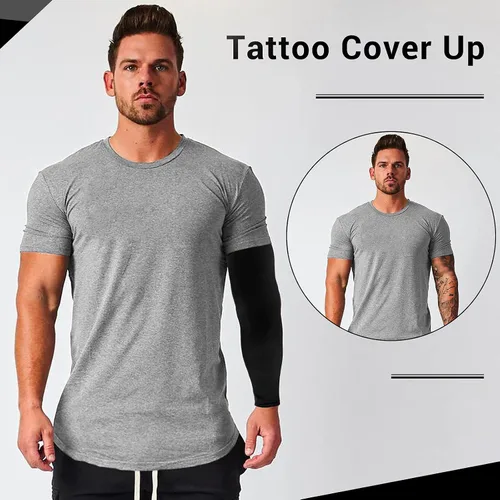 Vista 3 de 2 pares de mangas de compresión con protección UV para hombres, mujeres y jóvenes, cubierta de tatuaje, UPF 50