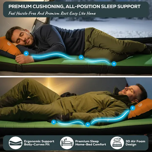 Vista 10 de Gear Doctors Artemis 8.3 R-Value - Colchoneta de dormir autoinflable para campamento, colchón de aire, para 4 estaciones, espuma de aire 3D de 4