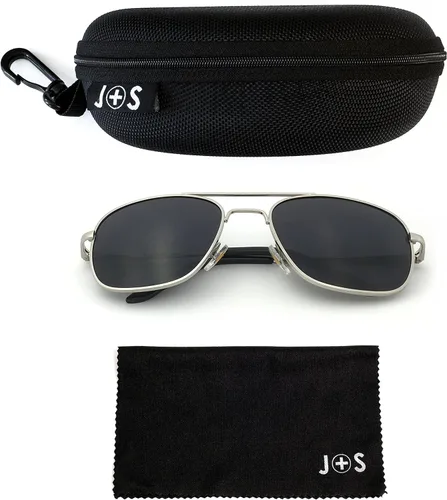 Vista 2 de J+S Lentes de sol de aviador cuadrados clásicos de estilo militar, polarizados, 100% protección UV para hombres y mujeres