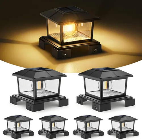 Vista 9 de APONUO Luces solares de aluminio 4x4 5x5 6x6, IP65 impermeables Negro