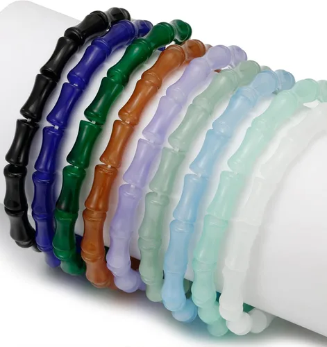 Vista 5 de BOAMIL - 9 pulseras de cuentas de 0.236in hechas a mano para mujer, pulseras de cuentas de cristal multicolor, pulseras elásticas bohemias hechas a