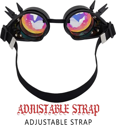 Vista 3 de Anteojos para fiesta con lentes de cristal diseño de caleidoscopioarco iris. Entrega en 3-5 días.