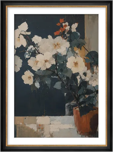 Vista 349 de MUDECOR Lienzo enmarcado prémium para pared, pinos nevados en bosque de invierno, ilustraciones modernas, arte contemporáneo, escénico, divertido