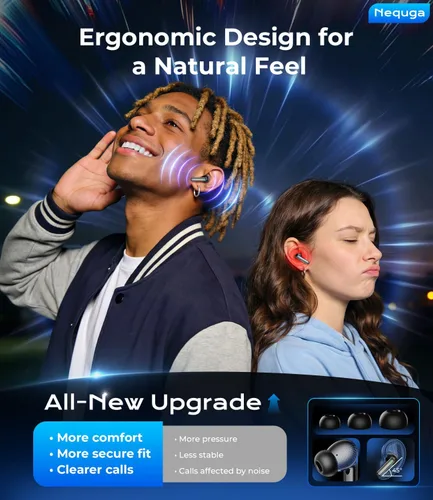 Vista 4 de Auriculares inalámbricos Bluetooth, auriculares de reproducción de 50 horas con micrófono, funda de carga con pantalla digital LED, IPX7