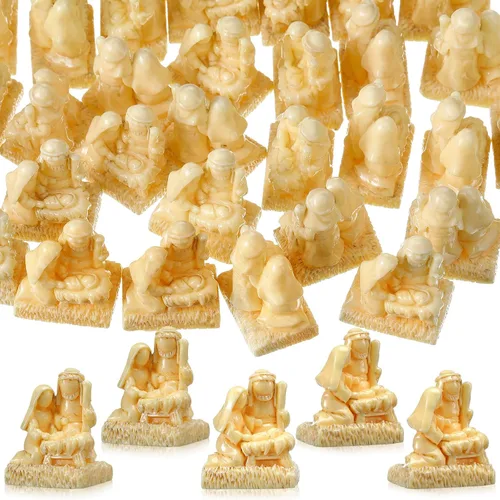 Vista 18 de RoundFunny 50pcs miniatura Navidad Belén Resina Sagrada Familia con pesebre
