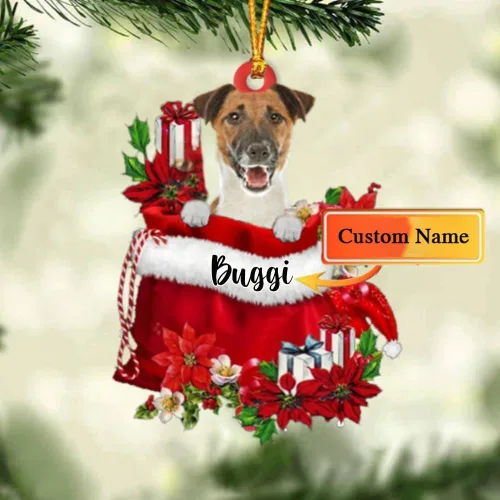 Vista 161 de Perro Akita Inu personalizado en bolsa de regalo, adorno de Navidad, nombre personalizado, regalo para amantes de los perros, familia, Navidad