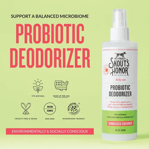Vista 2 de SKOUT'S HONOR Spray desodorizante probiótico para perros, coco bañado por