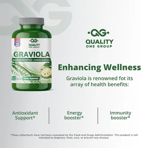 Vista 4 de GRAVIOLA MAX - 2500 mg por porción de suplemento de extracto de graviola puro - Guanábana (Annona muricata) - Refuerzo del sistema inmunológico