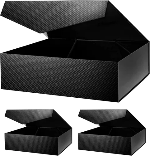 Vista 21 de Caja de regalo negra con tapa magnética para regalo Negro-9