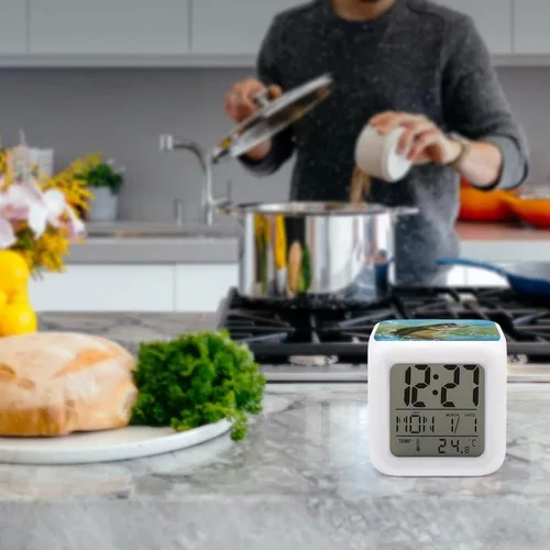 Vista 5 de Reloj despertador de pesca con graves reloj digital duradero multifunción LED para dormitorio, oficina en casa