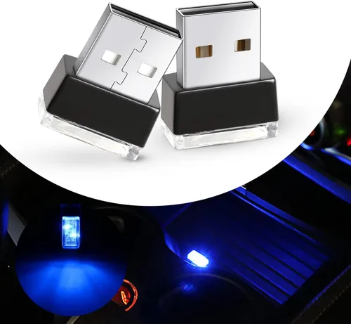 Vista 11 de Ouzorp 2 piezas de mini luz LED USB, iluminación interior LED para automóvil, CC 5 V, inteligente USB LED, luz de atmósfera, luz de teclado, Verde