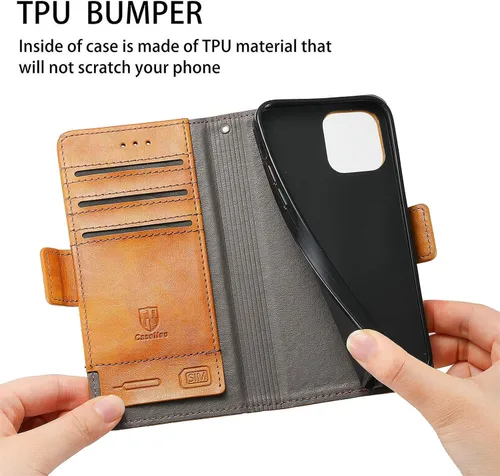 Vista 6 de Funda compatible con Nothing Phone 1, compatible con Nothing Phone One (A063), ranura para tarjetas de piel sintética, cierre magnético, soporte