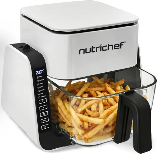 Vista 8 de NutriChef Freidora de Aire de 4 QT y Parrilla 7 en 1 Modos de Cocción Preestablecidos Tazón de Freír Transparente para los Mejores Resultados