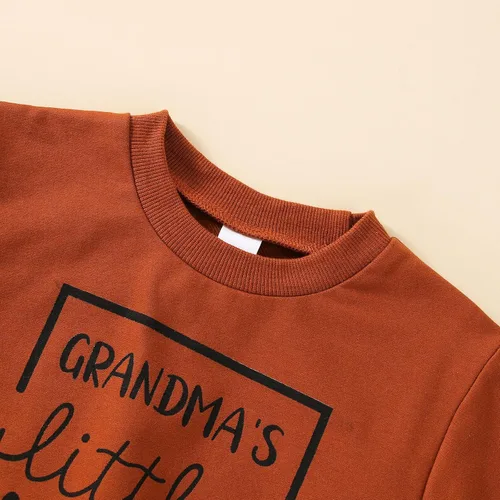 Vista 4 de Conjunto de sudadera de manga larga con letras para niños y niños pequeños para recién nacidos y bebés blusa de manga larga pantalones lisos
