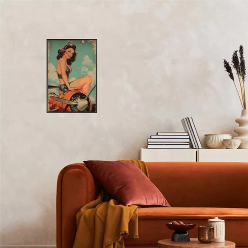 Vista 6 de Póster vintage de la niña piloto sexy de los años 50, arte de pared, arte retro de mediados de siglo, nostalgia estética, impresiones estéticas