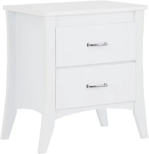 Vista 4 de Acme Babb Mesita de noche rectangular de madera con 2 cajones y patas cónicas en color blanco