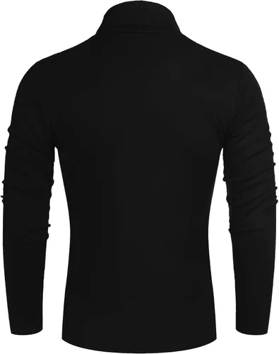 Vista 3 de Poriff - Suéter térmico básico de cuello de tortuga, casual, entallado, para hombre