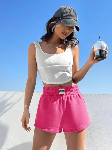 Vista 5 de Verdusa Pantalones cortos elásticos de cintura alta para mujer