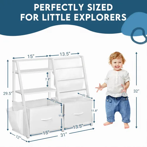 Vista 2 de LOFTEY Estantería infantil y almacenamiento de juguetes, estante para libros para habitación de niños, estantería Montessori para niños pequeños