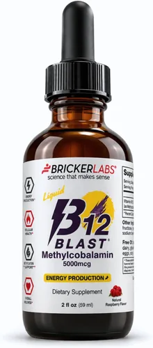 Vista 10 de Bricker Labs B12 Blast Metilcobalamina 1000mcg, vitaminas energéticas líquidas sublinguales de gran sabor - Vitaminas B12 veganas, energía sostenida