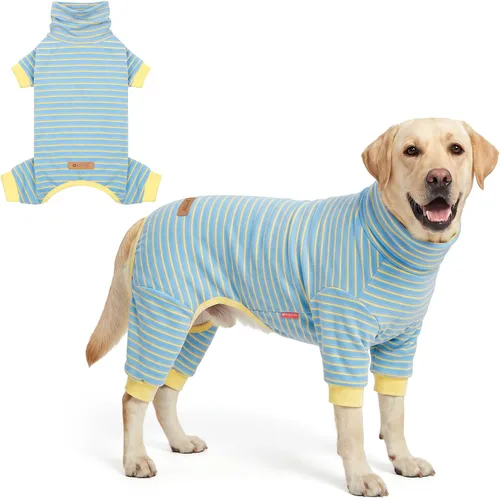 Vista 11 de KYEESE Pijamas para perros pequeños – Suéter elástico de cuello alto, abrigo de material súper suave y cálido con corbatín, pijama para perro 09#