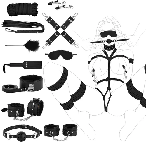 Vista 9 de UTIMI - Puños sexuales ajustables – Restricciones BDSM de cuero sintético de primera calidad