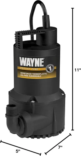 Vista 7 de WAYNE RUP160-1/6 HP Reinforced Thermoplastic Submersible Multi-Use Pump - Up to 3,100 Gallons Per Hour - Heavy Duty Multi-Use Pump