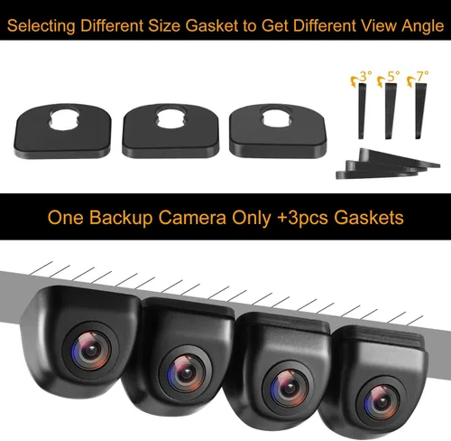 Vista 3 de NATIKA Cámara de retroceso/visión frontal, IP69K, impermeable, gran visión nocturna, HD y súper gran angular, de metal, estilo OEM, cámara de Negro