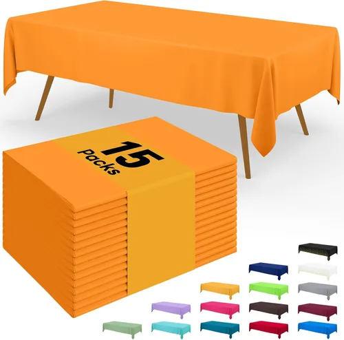 Vista 30 de Smiry - Juego de 6 manteles desechables, 54 x 78 pulgadas, manteles impermeables rectangulares para fiestas, cubierta de mesa de plástico