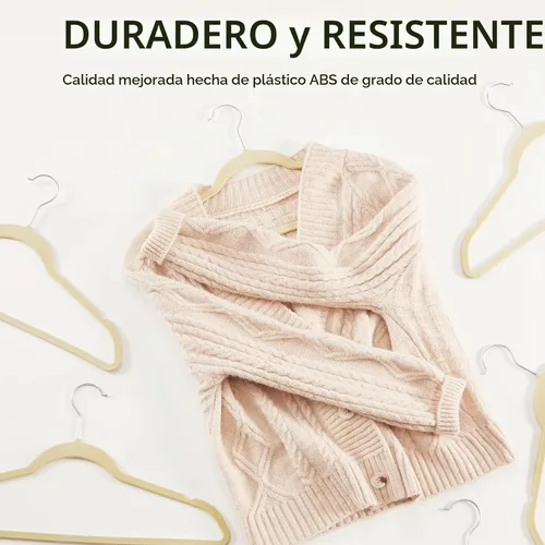 Vista 3 de HOUSE DAY - Paquete de 50 perchas de terciopelo premium, perchas antideslizantes de fieltro aterciopelado, perchas resistentes para ropa con gancho