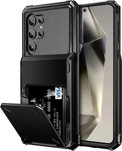 Vista 11 de Vofolen Funda tipo cartera para Samsung Galaxy S24 con soporte para tarjetas, funda protectora de doble capa de 4 tarjetas, resistente a prueba