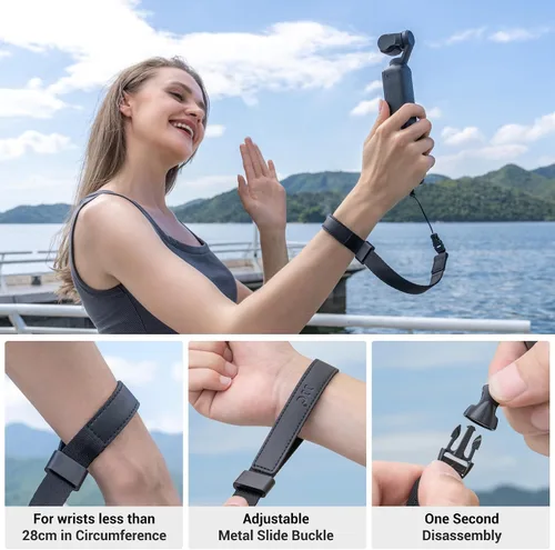 Vista 5 de Correa de mano de nylon ajustable para cámara con diseño de liberación rápida de 1/4"20 para DJI Osmo Pocket 3 Pocket3 Creator Combo Accesorios Osmo