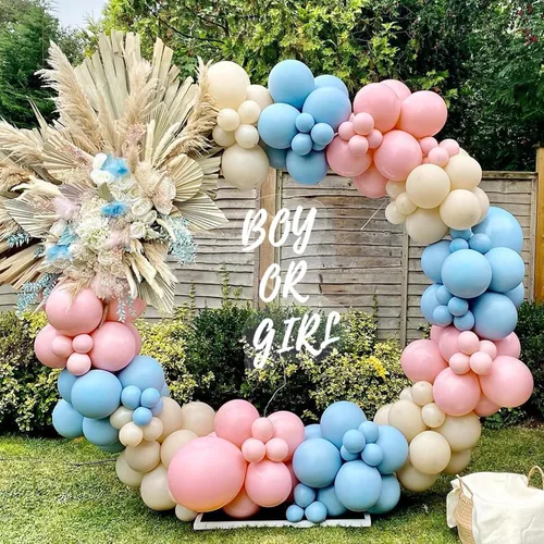 Vista 11 de Kit de guirnalda de arco de globos de margarita, kit de arco de globos de arcoíris pastel de 136 piezas, globos de cumpleaños, flores blancas Rosa