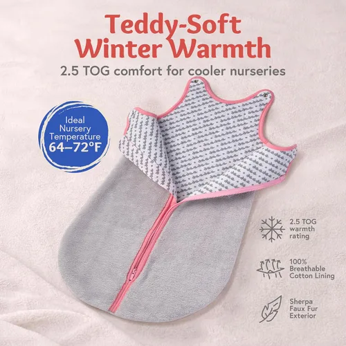 Vista 3 de baby deedee Sleep Nest Teddy - Saco de dormir para bebé, color marfil, pequeño (0-6 meses)