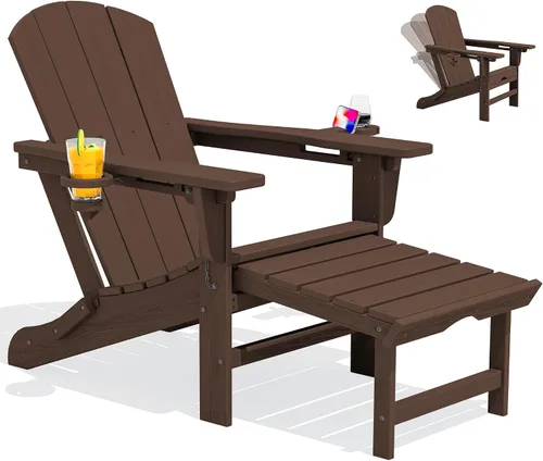Vista 20 de SERWALL Silla Adirondack ajustable plegable HDPE con reposapiés, Aruba