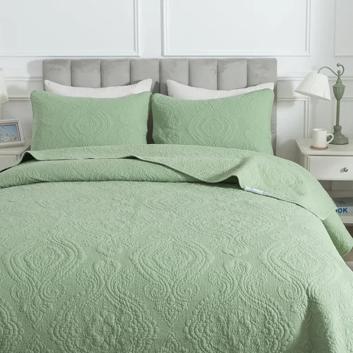Vista 15 de Brandream juego de cama de lujo de 3 piezas, color blanco, de gran tamaño, juego de edredón, tamaño queen Beige