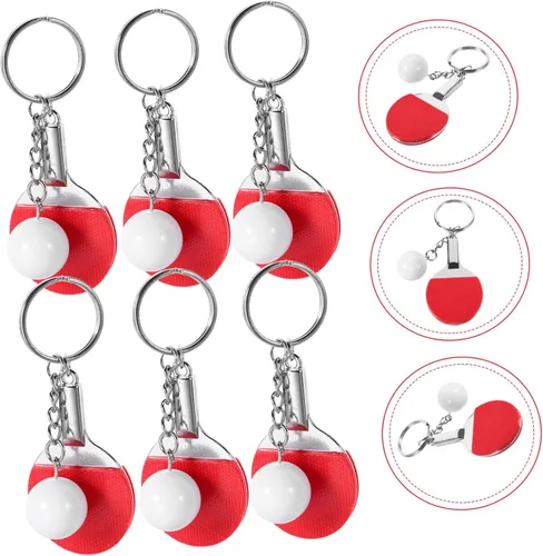 Vista 3 de BESPORTBLE Conjuntos de llaveros de tenis para mujer, llavero decorativo pequeño deportivo para mujer, Rojo