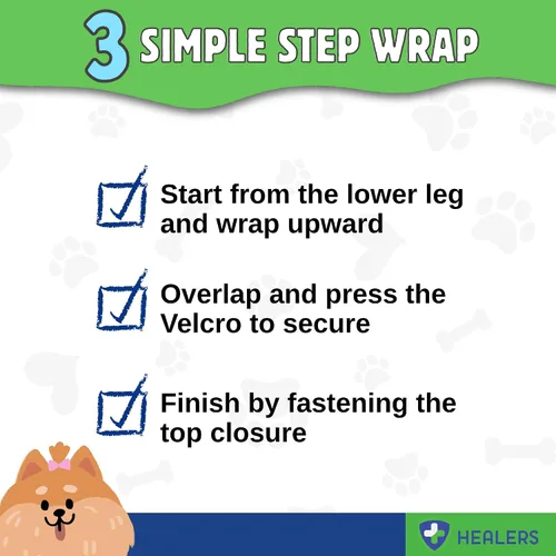 Vista 3 de Healers PetCare - Envoltura para patas de perro con inserto de gasa, pequeño, 18 pulgadas Elastic support wrap, square gauze insert included