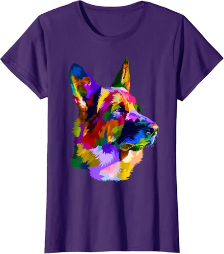Vista 8 de Camiseta con retrato de pastor alemán para dueños de perros, Negro, S
