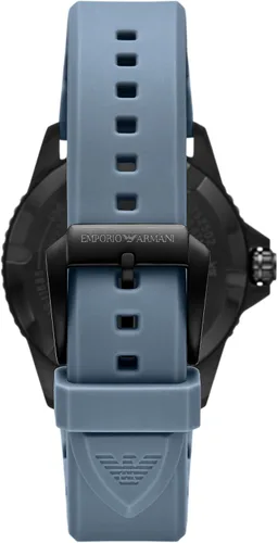 Vista 2 de Emporio Armani World Explorer Dive-Inspired Men's Watch with Stainless Steel, Silicone or Leather Band Silicona azul