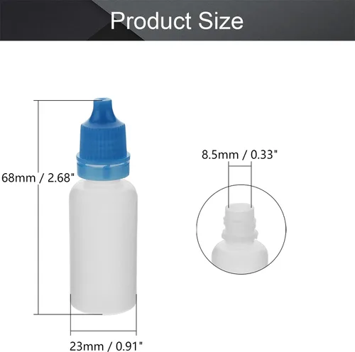 Vista 2 de Othmro 20 botellas cuentagotas de plástico de polietileno de 0.5 onzas, botellas de gotero de líquido de ojo exprimible de 0.5 onzas, botellas
