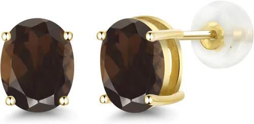 Vista 226 de Gem Stone King Aretes de oro de 14 quilates con piedra natal ovalada de 0.315 x 0.236 in Aretes de oro para mujer