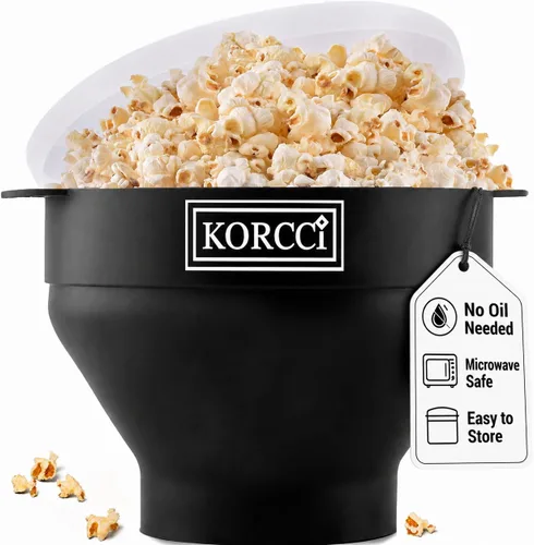 Vista 23 de El Fabricador de Palomitas de Maíz Original Korcci de Silicona para Microondas, Fabricador de Palomitas para Microondas, Tazón Plegable para Hacer
