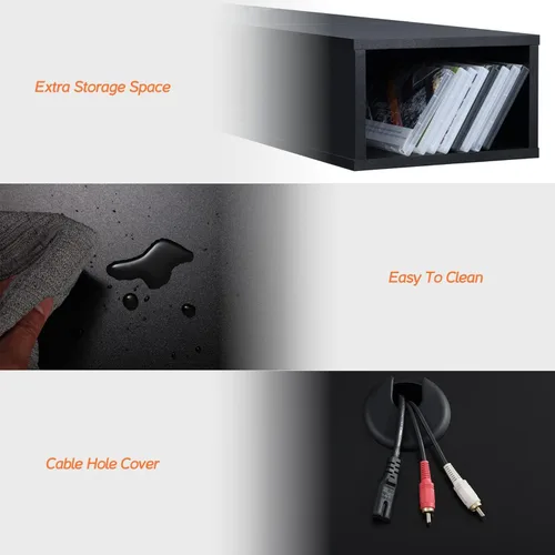 Vista 5 de WAMPAT Centro de entretenimiento flotante para TV de 80 pulgadas, soporte de TV montado en la pared con luz LED, estante de TV flotante debajo