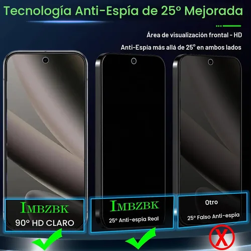 Vista 2 de IMBZBK [Eliminación automática de polvo] Paquete de 3 protectores de pantalla de privacidad para Google Pixel 10 Pro