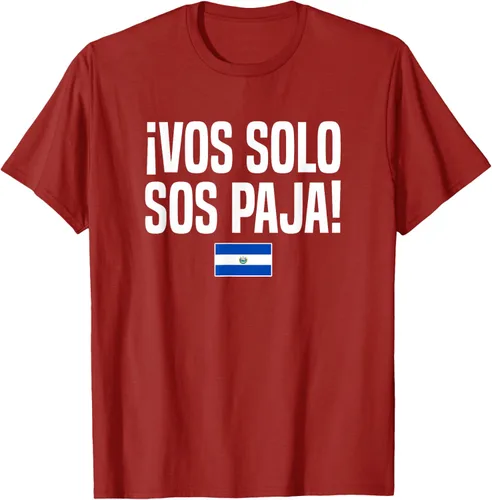 Vista 68 de Camiseta Vos Solo Sos Paja Salvadoran Slang Bandera de El Salvador, Negro