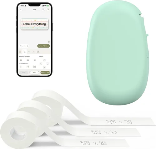 Vista 11 de SUPVAN E10 - Máquina etiquetadora Bluetooth con cinta, color negro Fits Continuous & Die-Cut Waterproof Label, Easy App Editing, Rechargeable