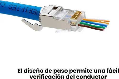 Vista 7 de trueCABLE Cat6/6A RJ45 Pass Through - Enchufes modulares, conector de tierra externo blindado (STP), listado UL, crimpado EZ, chapado en oro, 3