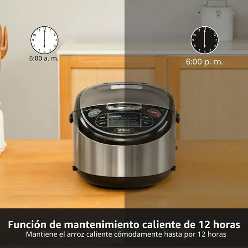 Vista 9 de TIGER JAX-T10U-K - Olla Arrocera y Calentador Micom de 5.5 Tazas (Sin Cocinar) con Tecnología de Bandeja de Cocción al Vapor de Alimentos Tacook